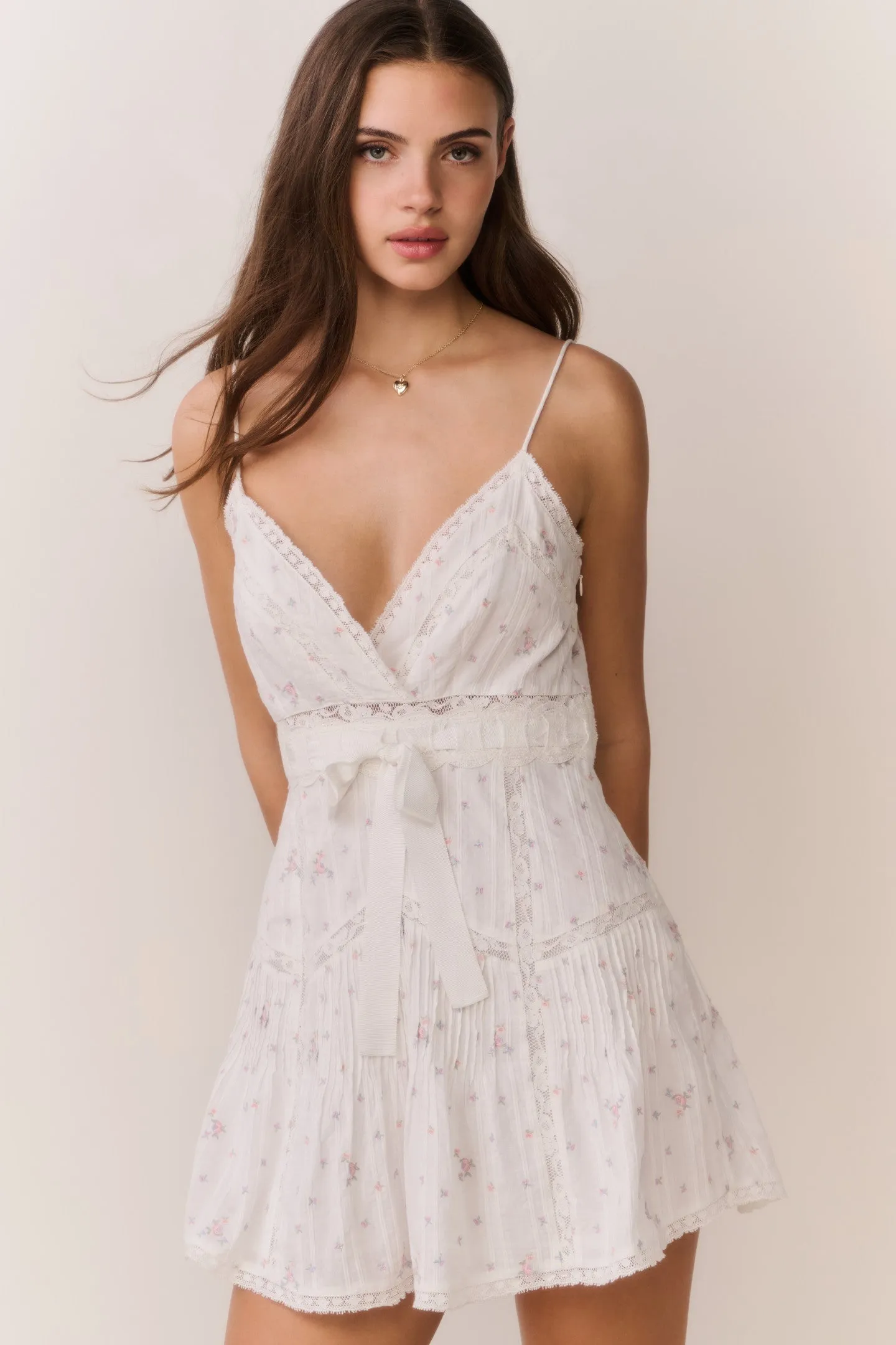 Sibelle Floral Embroidered Cotton Mini Dress sold by LoveShackFancy product image thumbnail 3