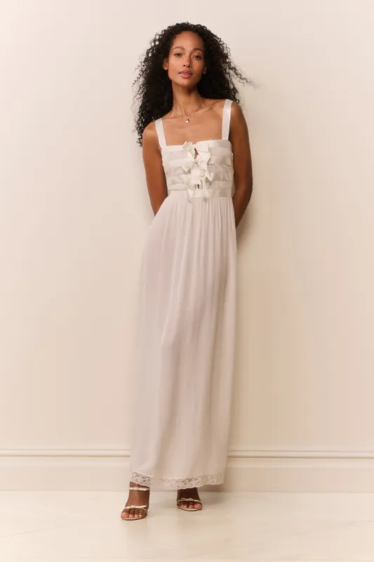 Lovelace Banded Bow Sheer Maxi Dress made by LoveShackFancy