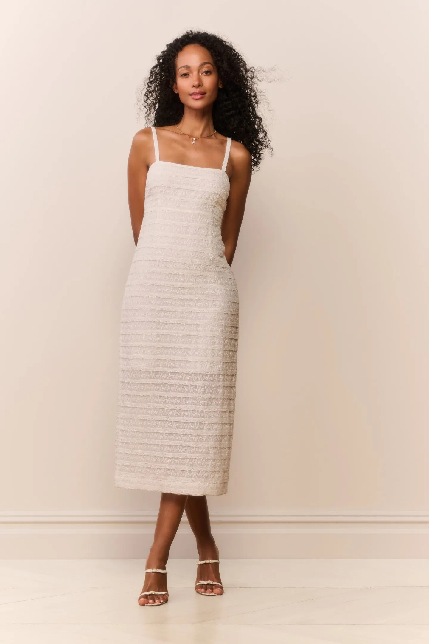 Verna Lace Stripe Midi Dress sold by LoveShackFancy product image thumbnail 3