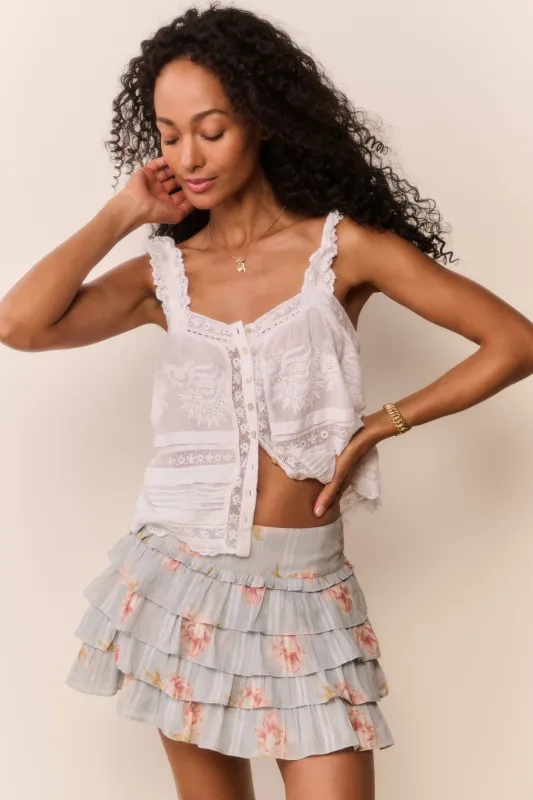 Moralina Cotton Peony Print Mini Skirt made by LoveShackFancy