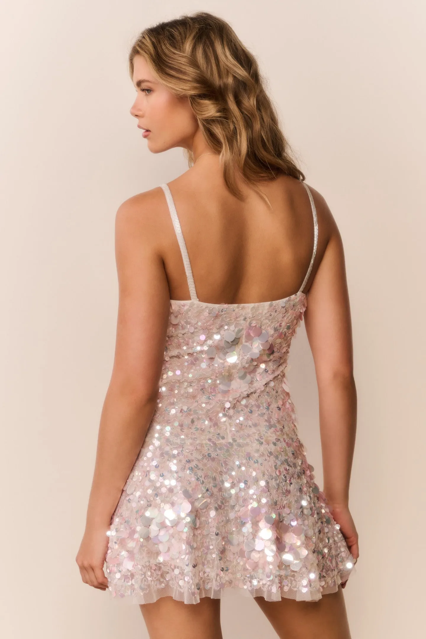 Liria Vanilla Blush Sequin Mini Dress sold by LoveShackFancy product image thumbnail 5