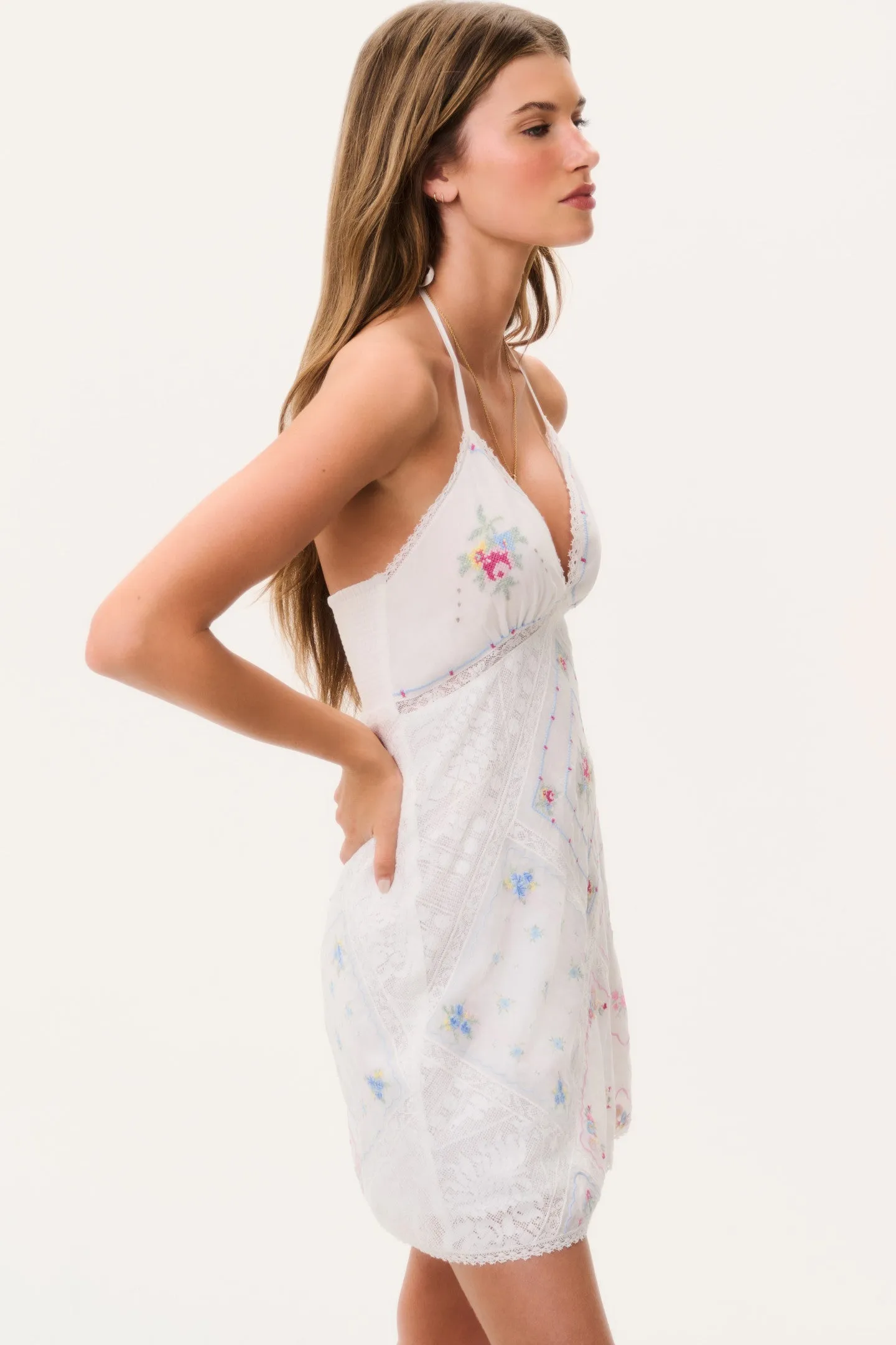 Elira Embroidered Patchwork Mini Dress sold by LoveShackFancy product image thumbnail 4