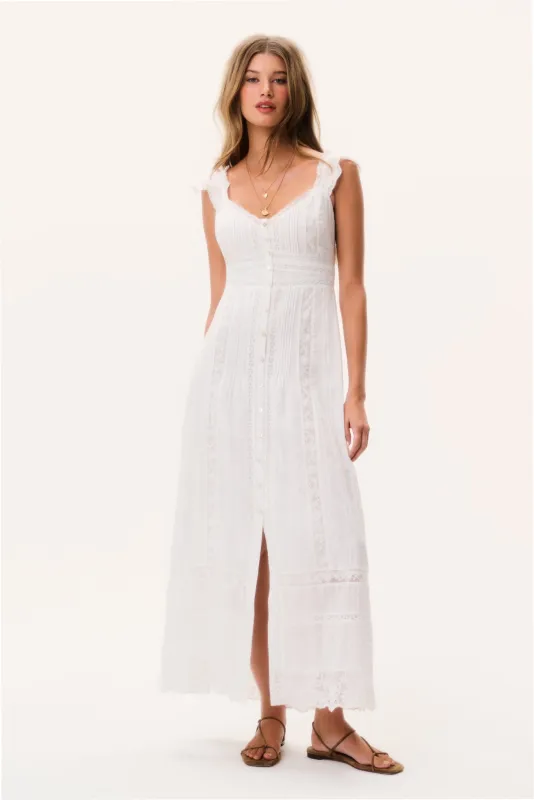 Kailette Cotton Maxi Dress - OPTIC WHITE made by LoveShackFancy