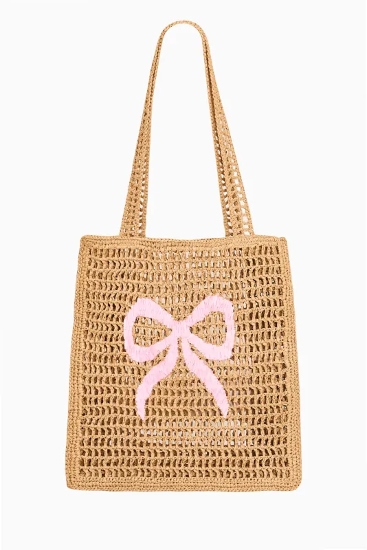 Seaside Straw Bow Beach Bag made by LoveShackFancy