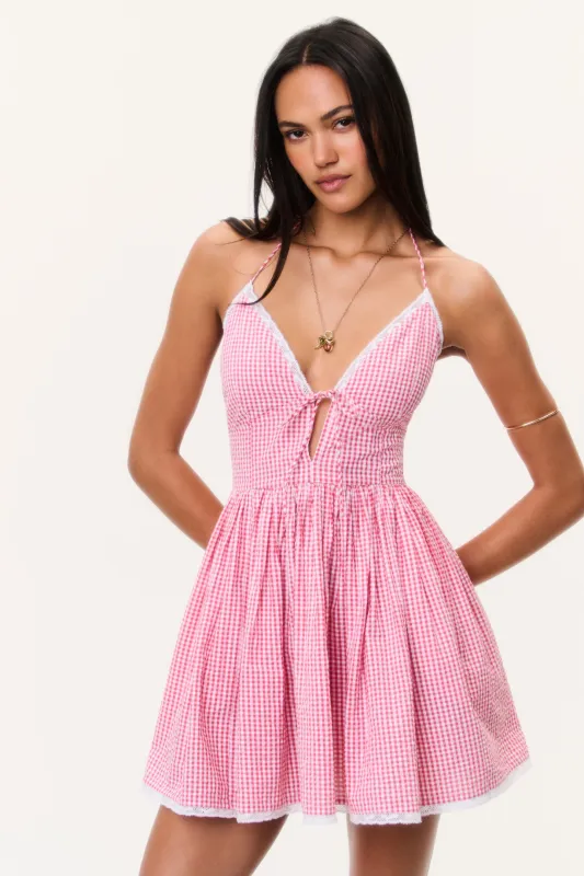 Khloe Cotton Gingham Mini Dress made by LoveShackFancy
