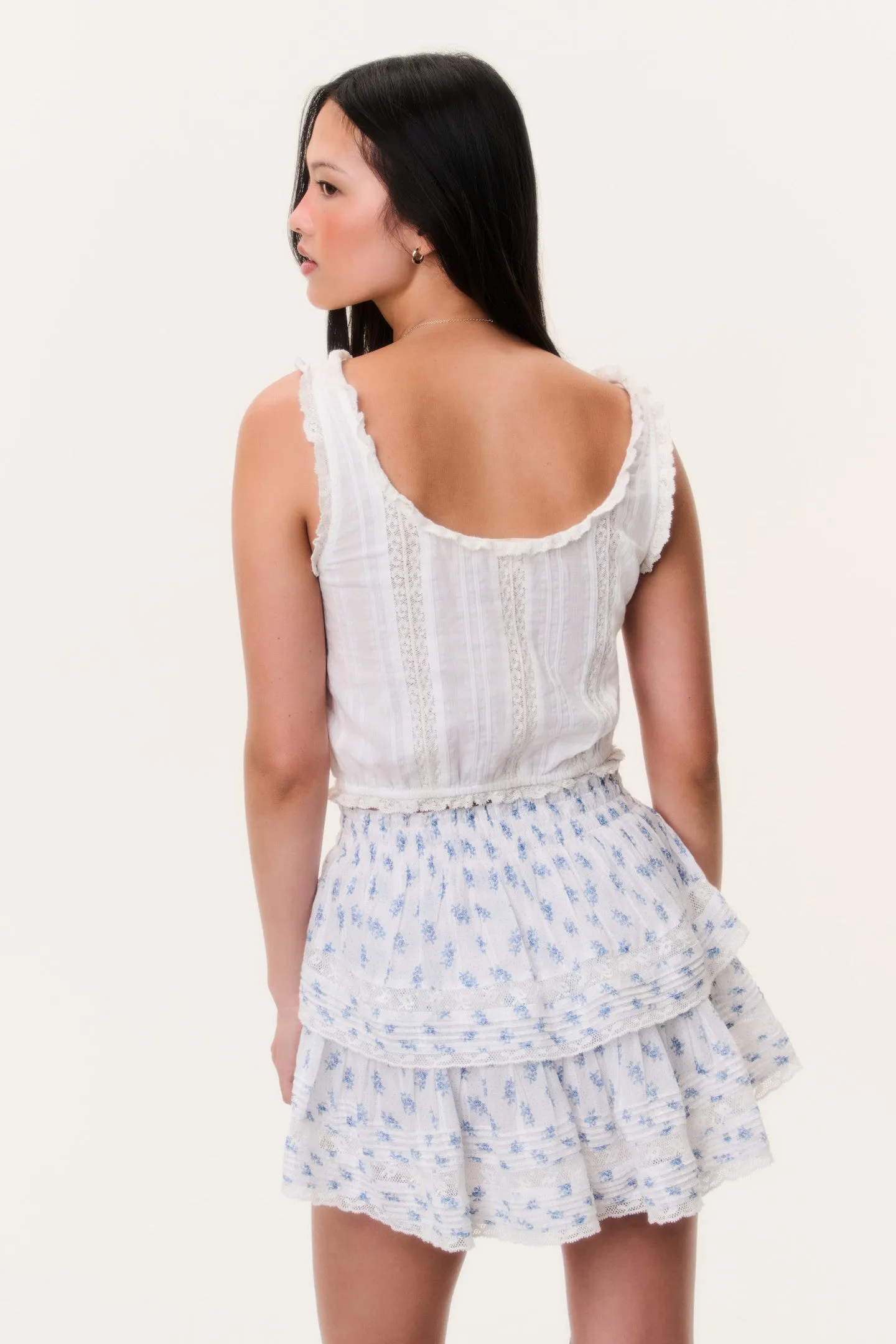 Indigo Cloud Ruffle Mini Skirt sold by LoveShackFancy product image thumbnail 4