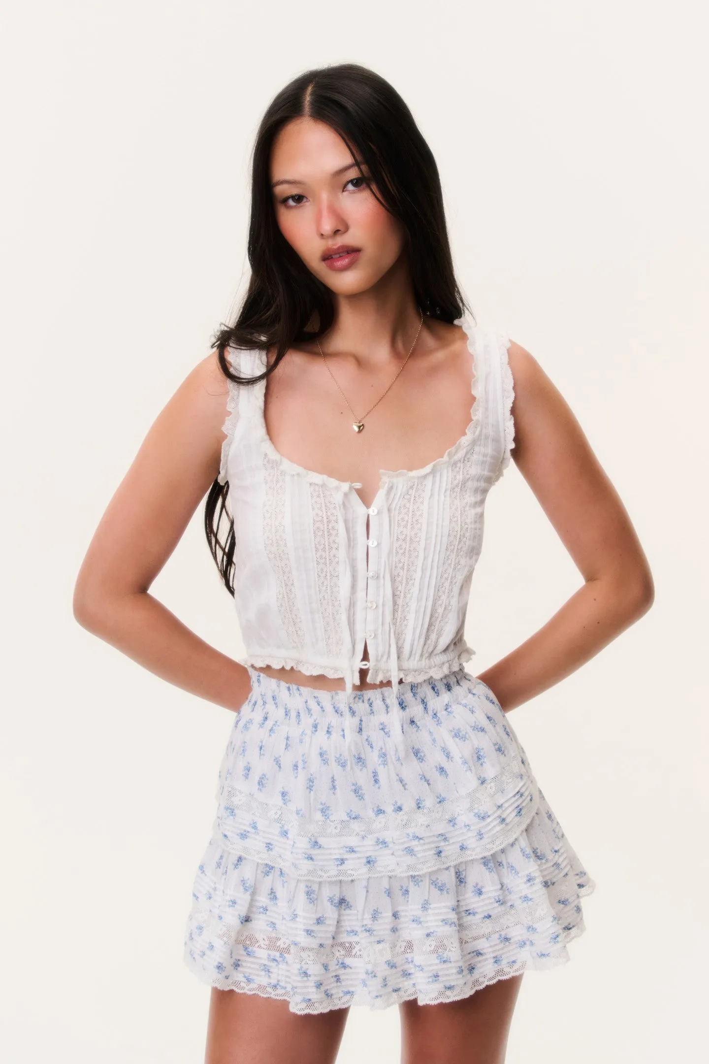Indigo Cloud Ruffle Mini Skirt sold by LoveShackFancy product image thumbnail 2