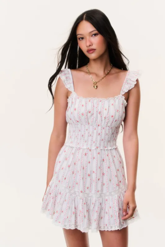 Maralina Cherry Stripe Mini Dress made by LoveShackFancy