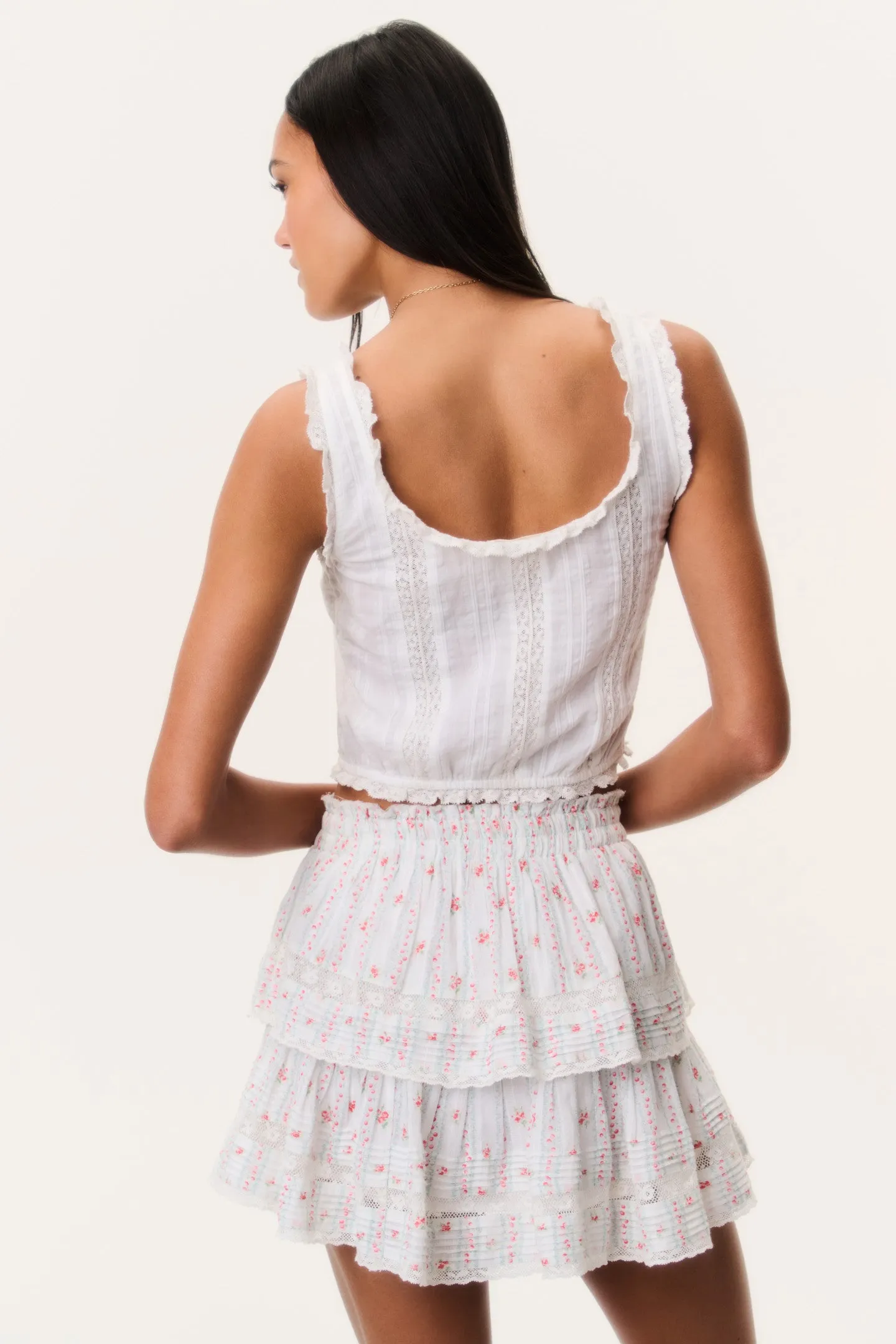 Cherry Stripe Ruffle Mini Skirt sold by LoveShackFancy product image thumbnail 4