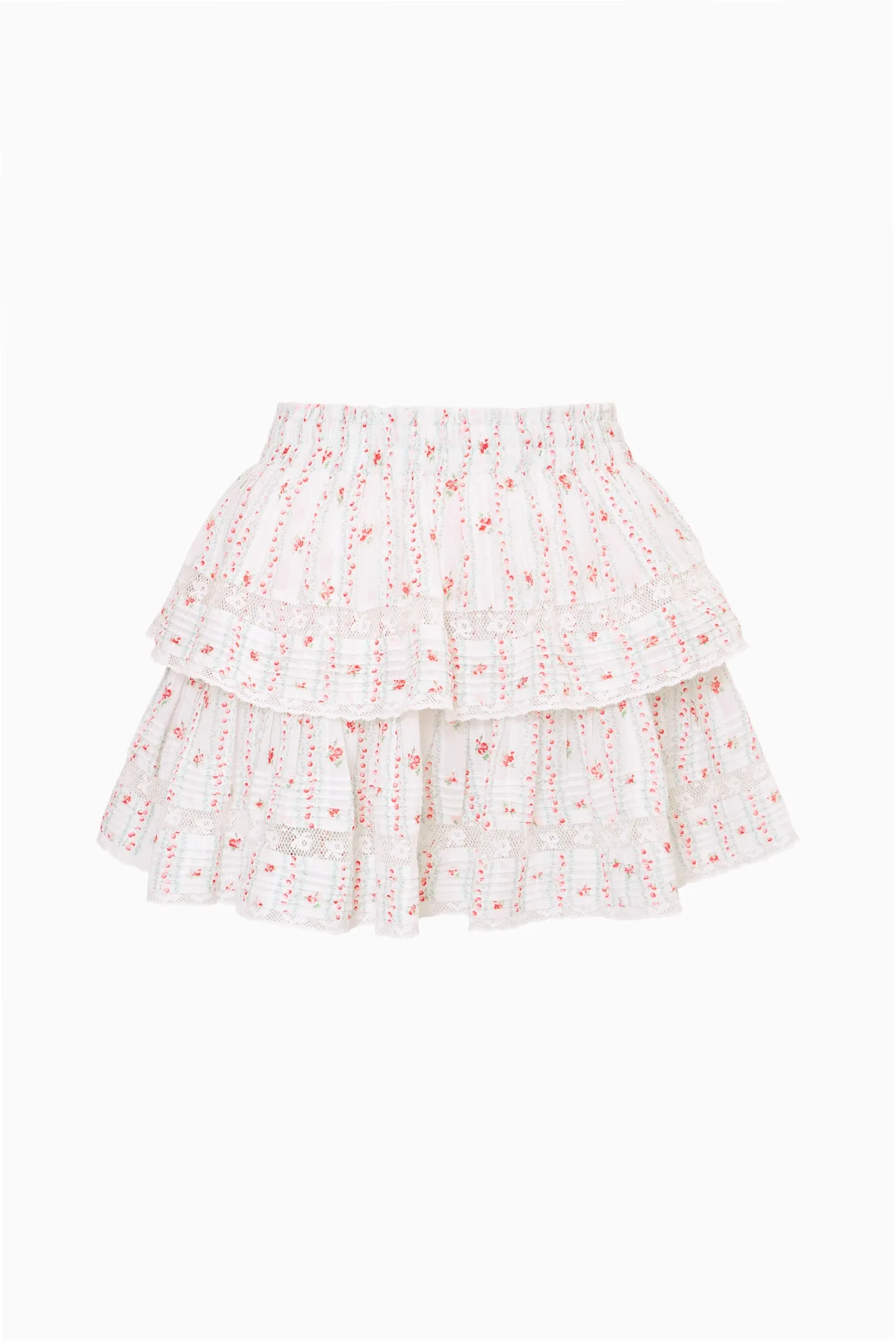 Cherry Stripe Ruffle Mini Skirt sold by LoveShackFancy product image thumbnail 5