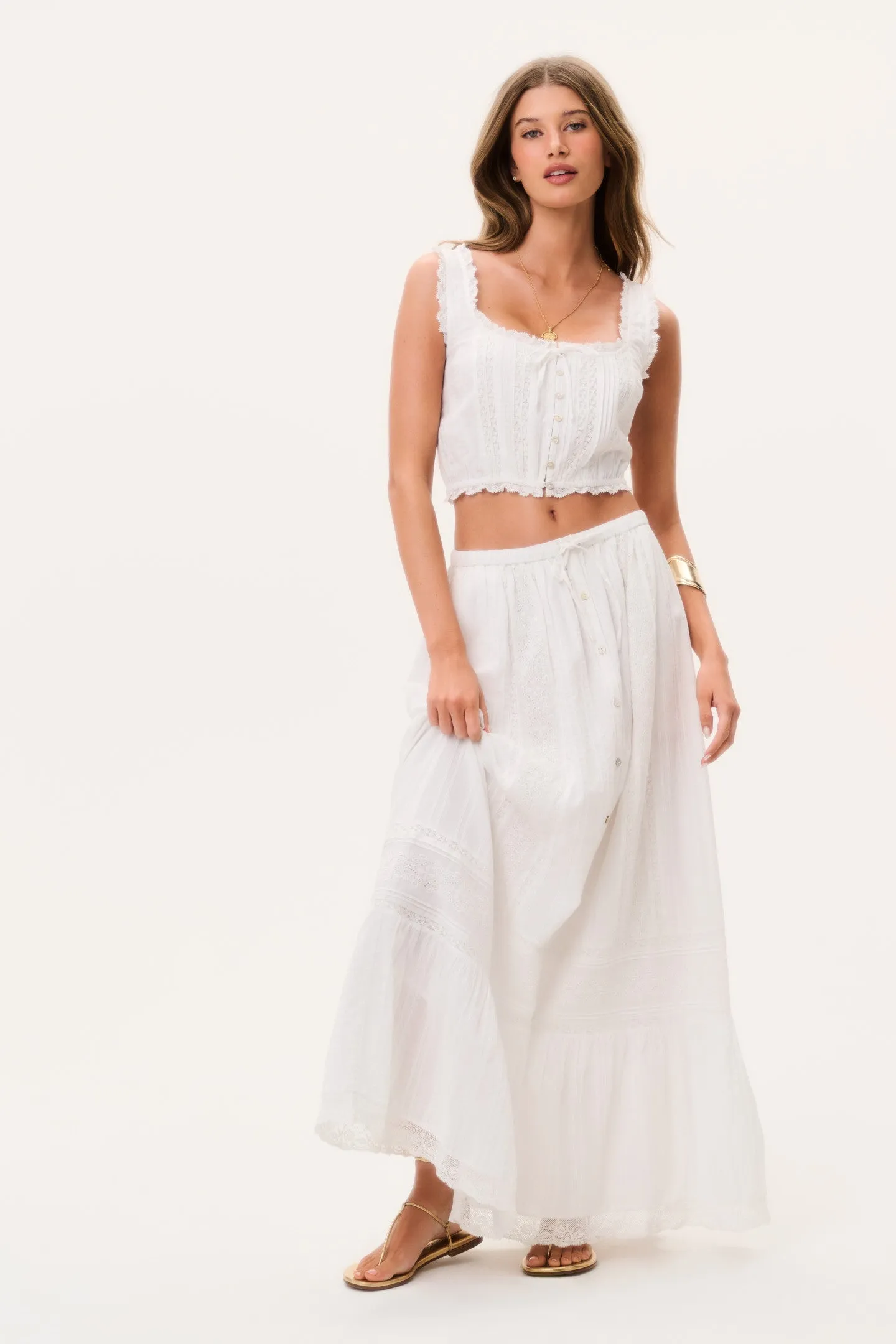 Brina Cotton Maxi Skirt sold by LoveShackFancy