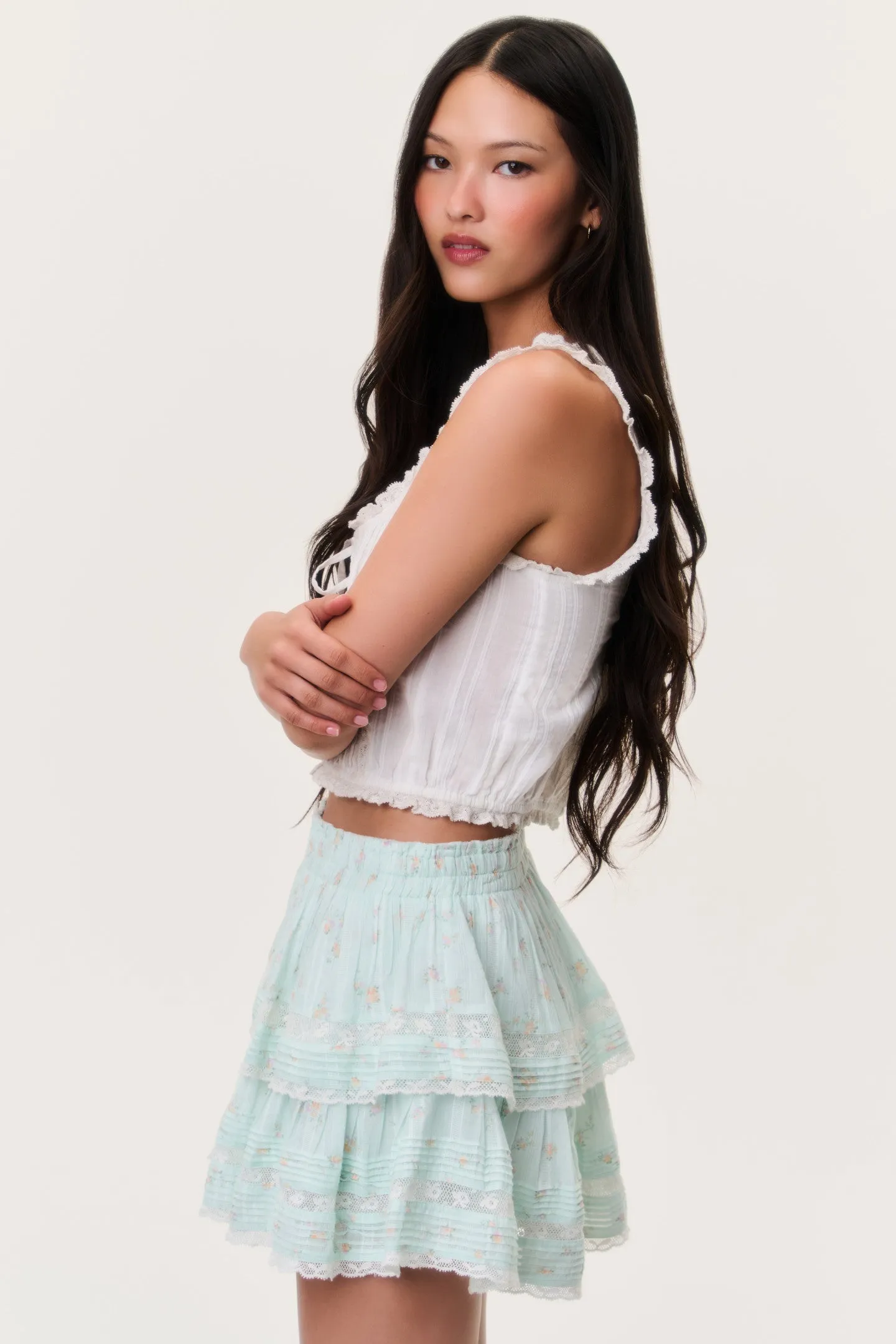 Ditsy Floral Ruffle Mini Skirt sold by LoveShackFancy product image thumbnail 4