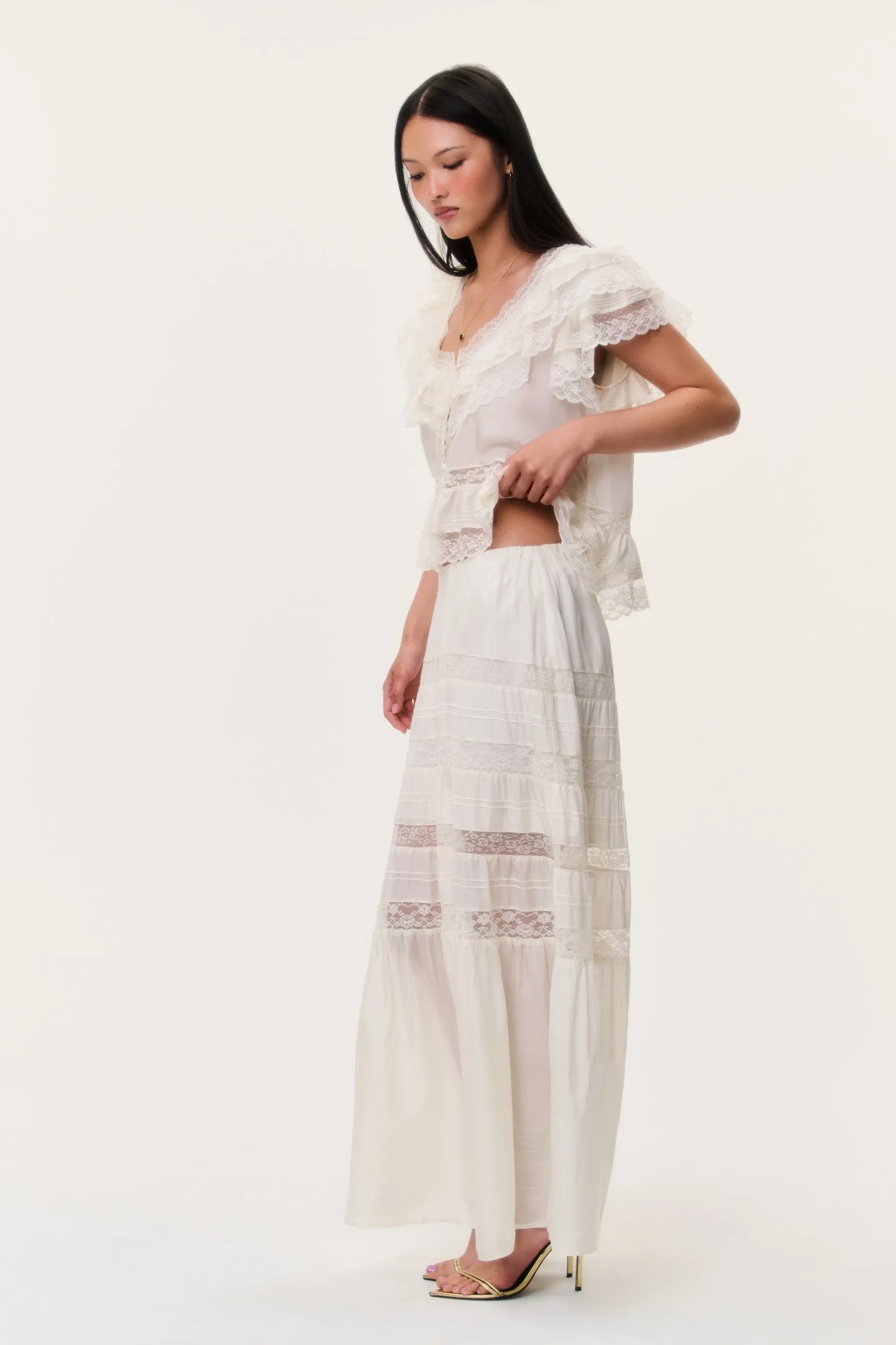 Nivine Silk Lace Maxi Skirt sold by LoveShackFancy product image thumbnail 2
