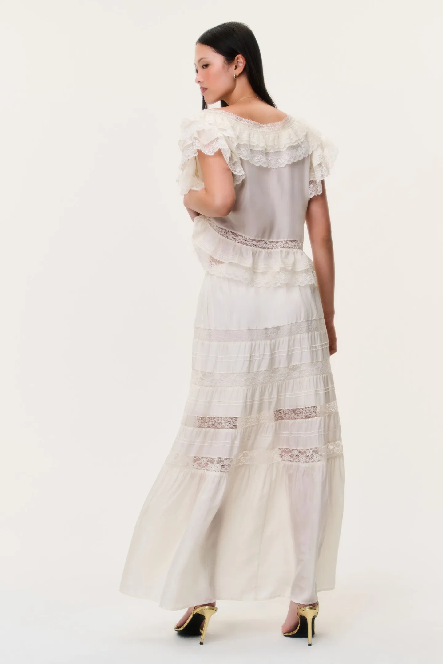 Nivine Silk Lace Maxi Skirt sold by LoveShackFancy product image thumbnail 3
