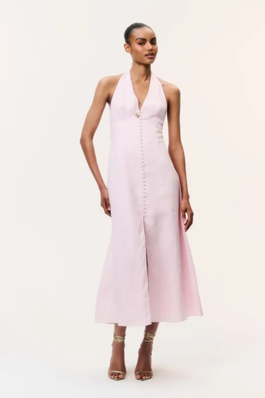 Lovis Linen Halter Maxi Dress - POTPOURRI PINK made by LoveShackFancy