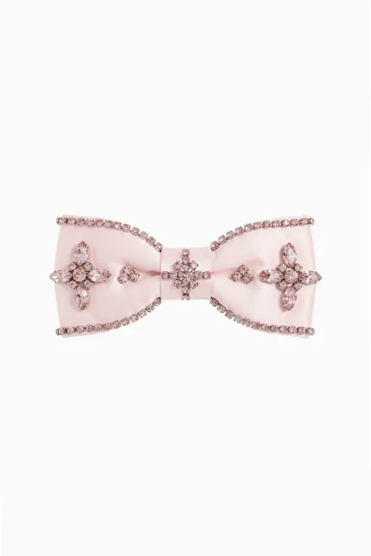 Haela Embellished Satin Bow Barrette made by LoveShackFancy