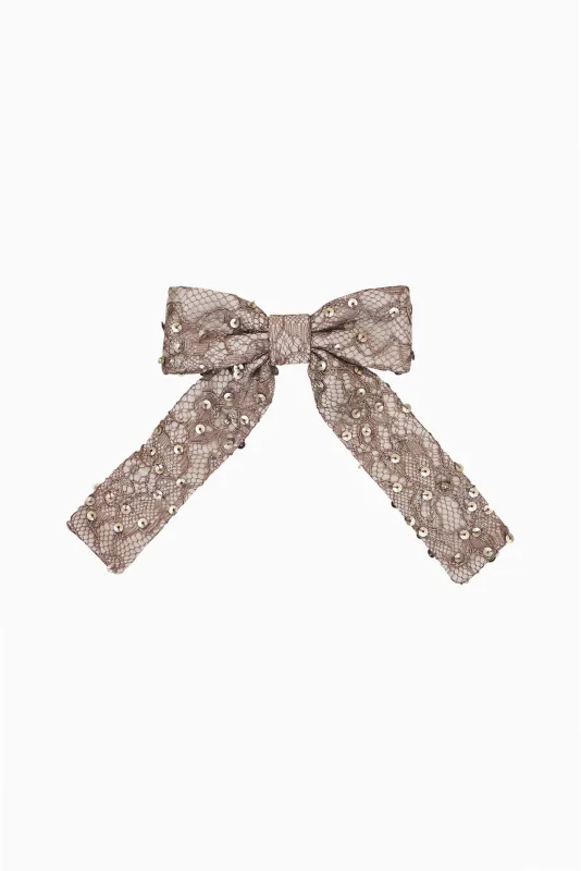Balletta Sequin Lace Bow Barrette made by LoveShackFancy