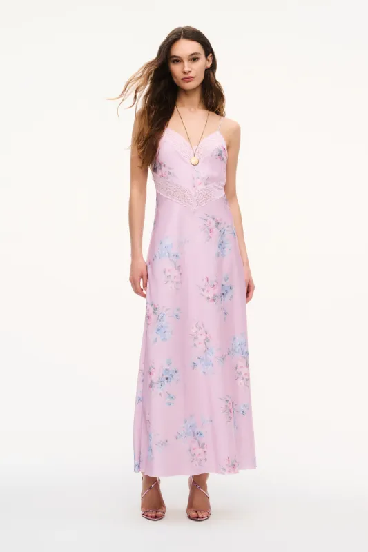 Serita Satin Lace-Trimmed Maxi Dress made by LoveShackFancy