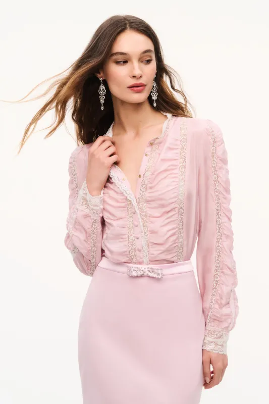 Jacque Silk Lace Blouse made by LoveShackFancy