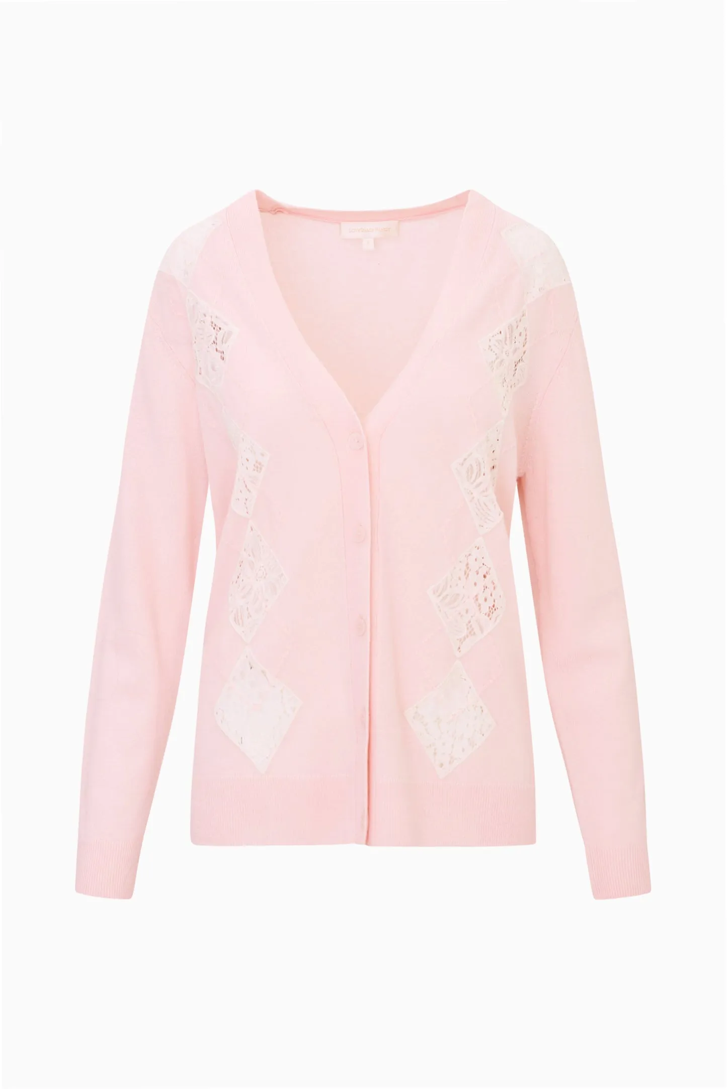 Ismeria Wool Argyle Lace Cardigan sold by LoveShackFancy product image thumbnail 2