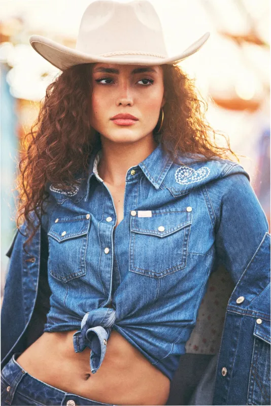 Wrangler x LoveShackFancy Western Snap Shirt made by LoveShackFancy