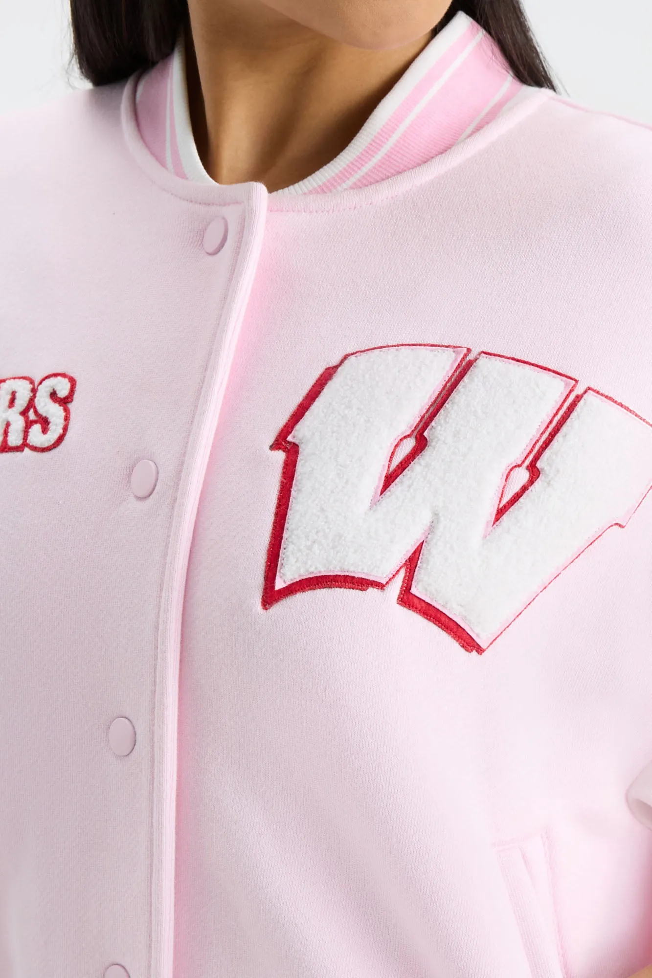 Collegiate Varsity Jacket - WISCONSIN PINK sold by LoveShackFancy product image thumbnail 4