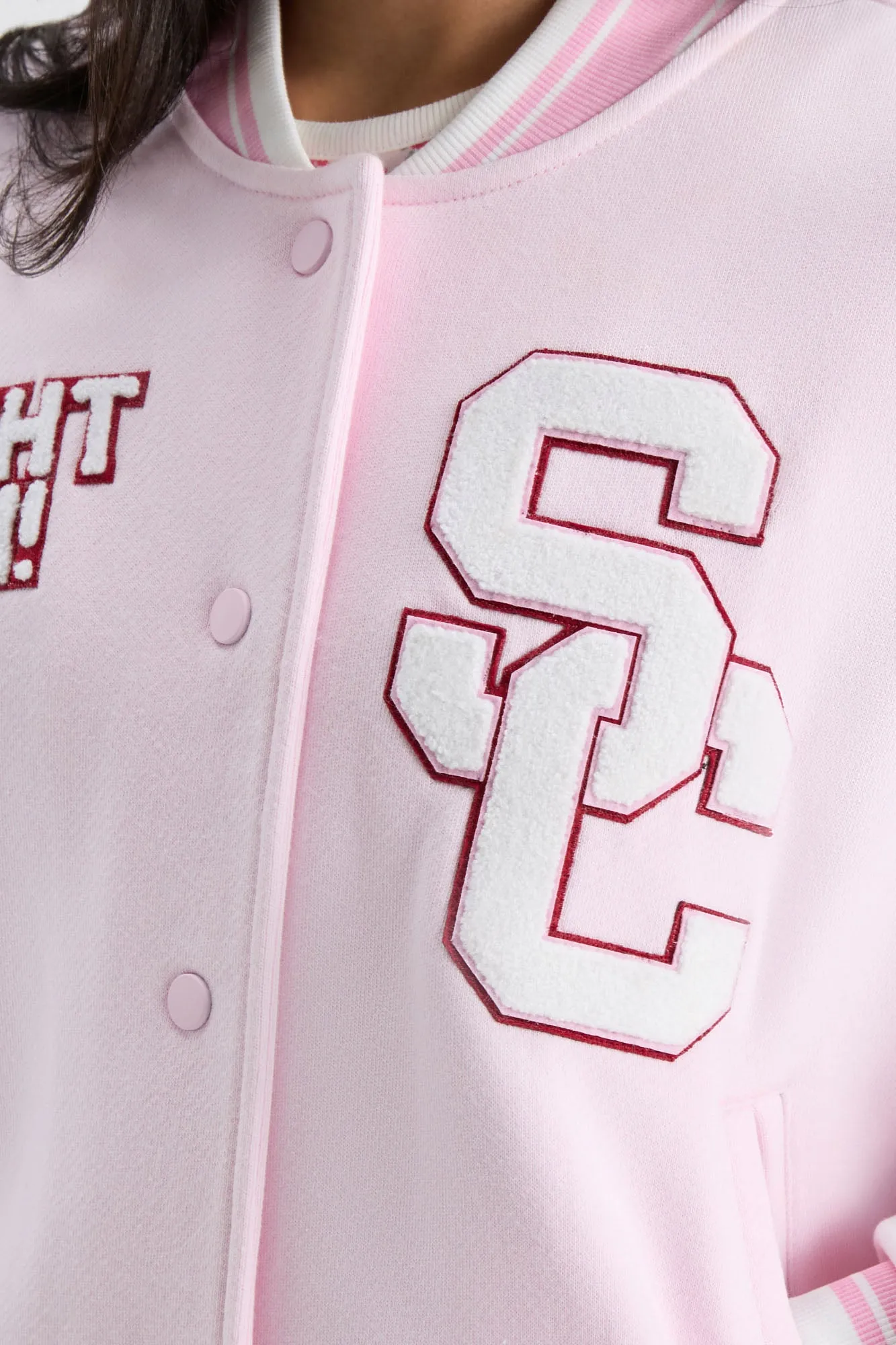 Collegiate Varsity Jacket - USC PINK sold by LoveShackFancy product image thumbnail 4
