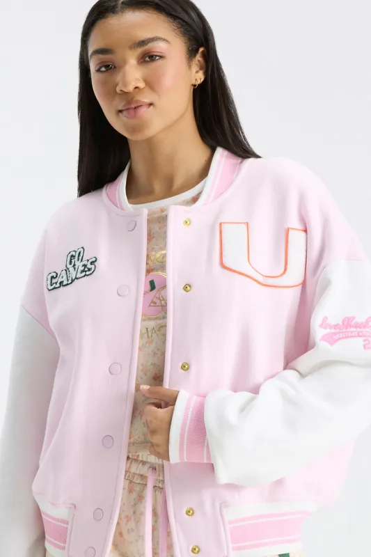 Collegiate Varsity Jacket - MIAMI PINK made by LoveShackFancy