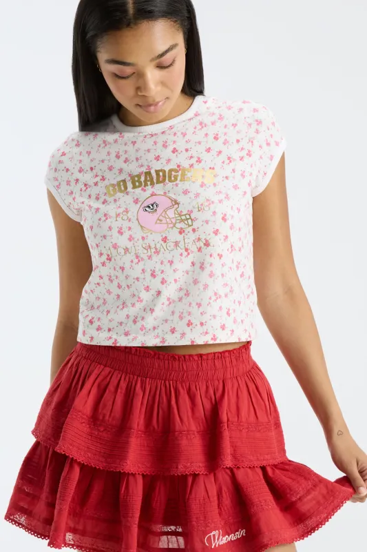 Ruffle Mini Skirt - WISCONSIN RED made by LoveShackFancy