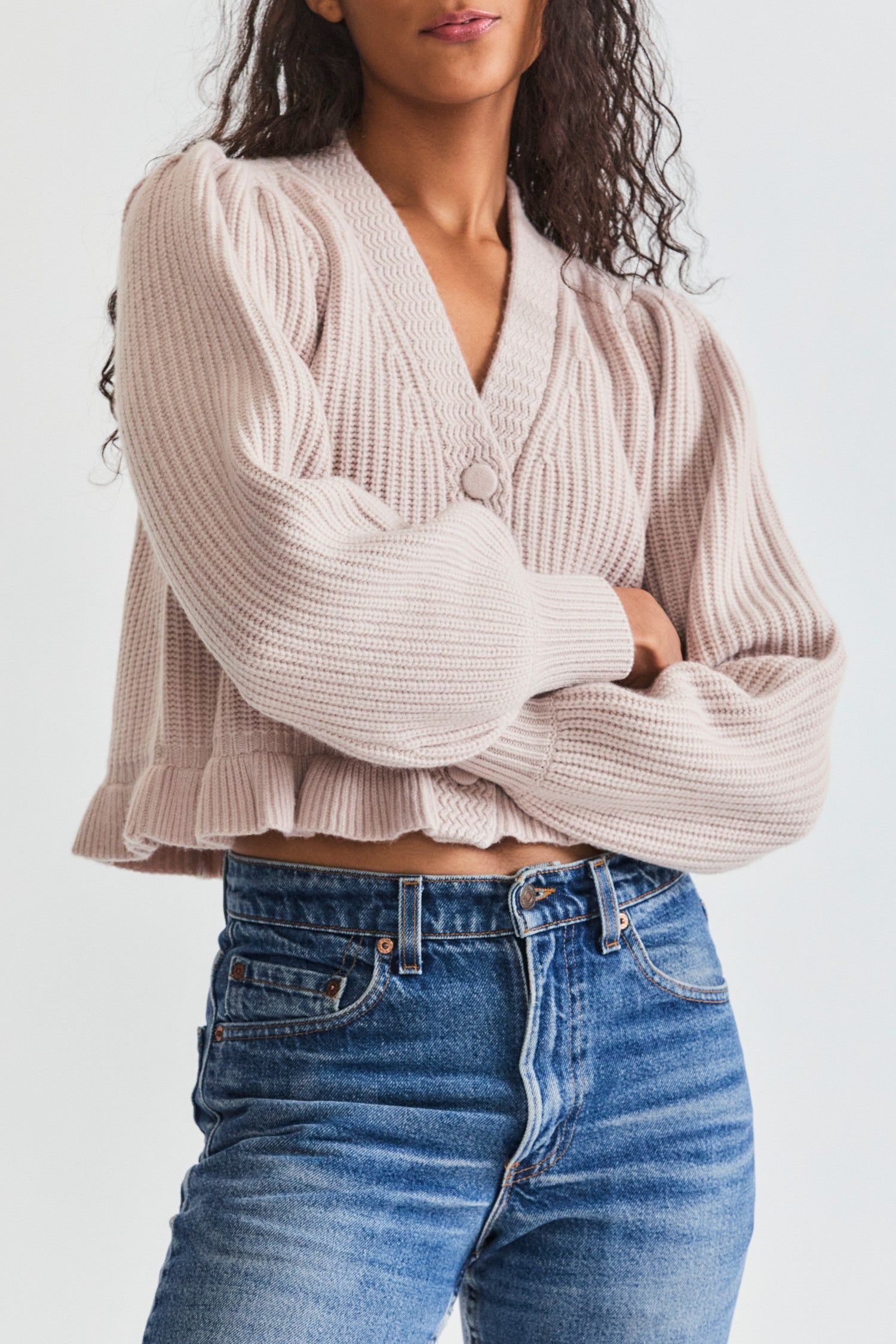 Adessa Cardigan - DUSTY MAUVE sold by LoveShackFancy