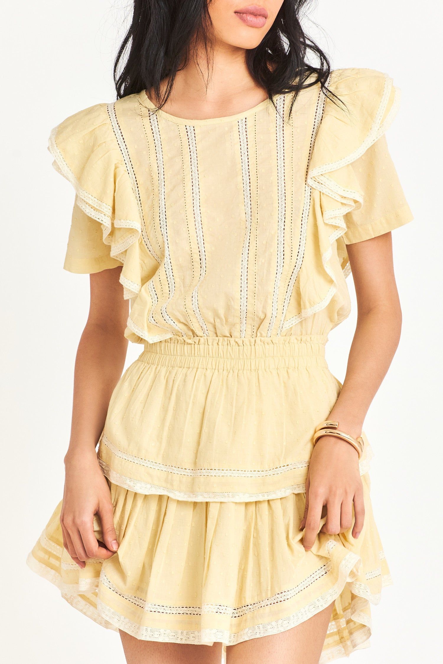 Natasha Mini Dress - GILDED YELLOW sold by LoveShackFancy