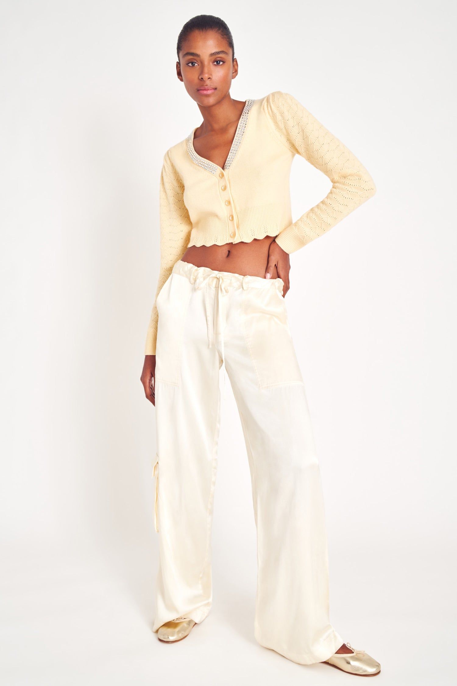 Cedric Silk Cargo Pant sold by LoveShackFancy