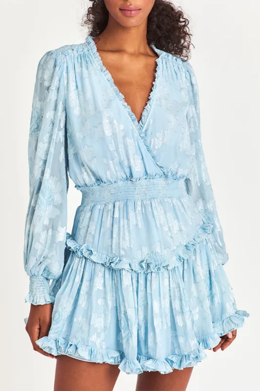 Spruce Ruffle Mini Dress-BLUE STARS sold by LoveShackFancy