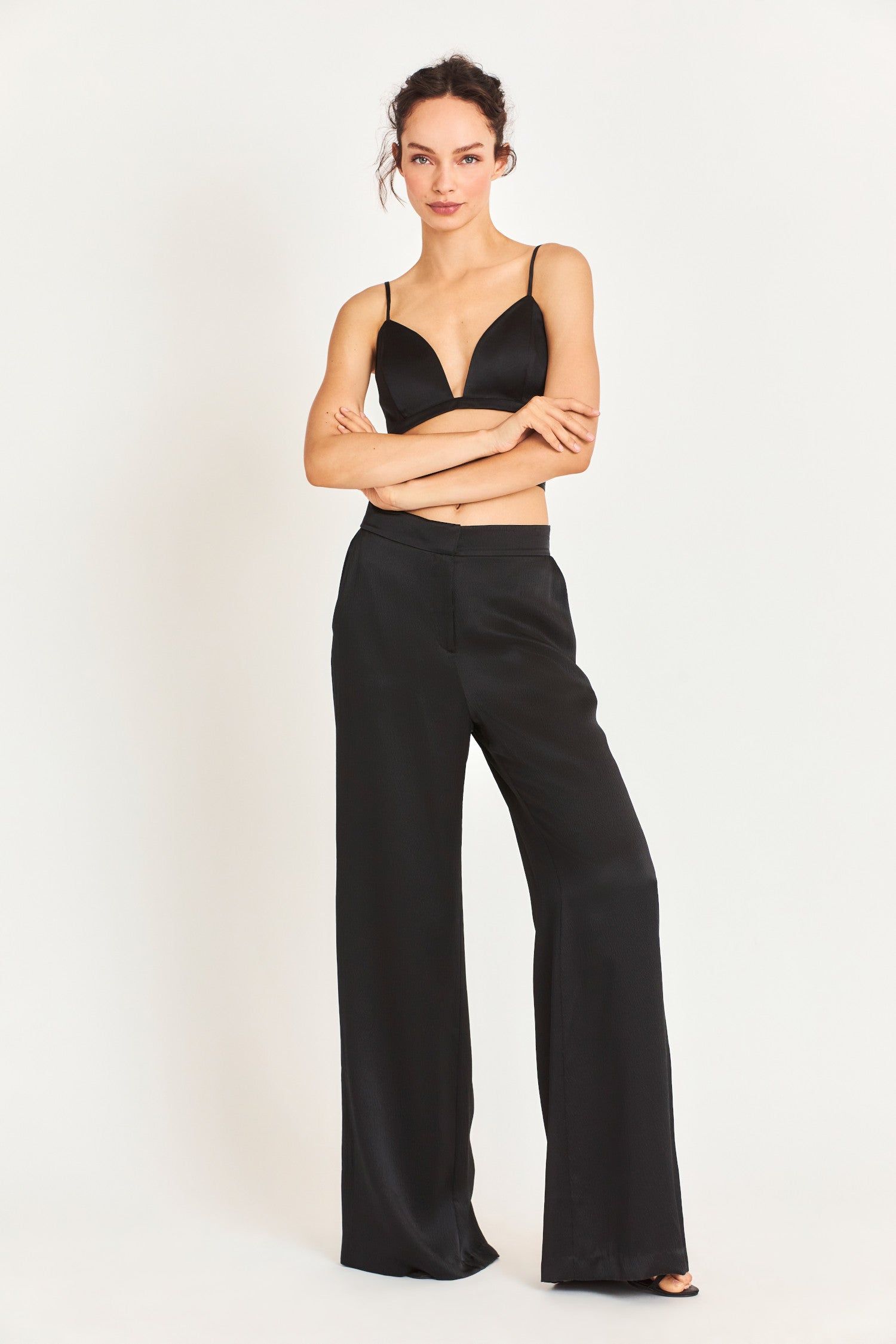 Celestine Silk Pant - BLACK sold by LoveShackFancy