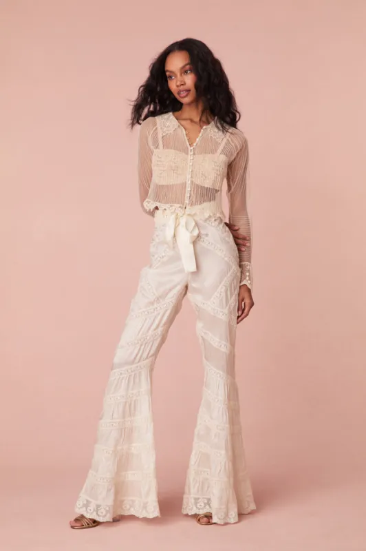Neliana Ribbon Flare Pants sold by LoveShackFancy