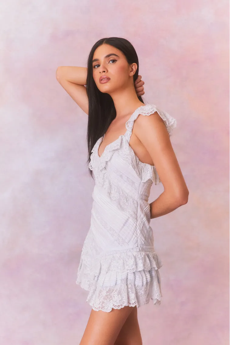 Bensley Fitted Lace Mini Dress- MOONSTONE sold by LoveShackFancy product image thumbnail 3