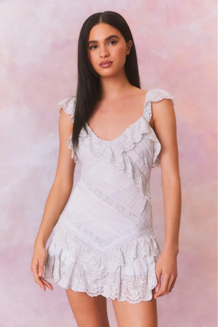 Bensley Fitted Lace Mini Dress- MOONSTONE sold by LoveShackFancy product image thumbnail 5