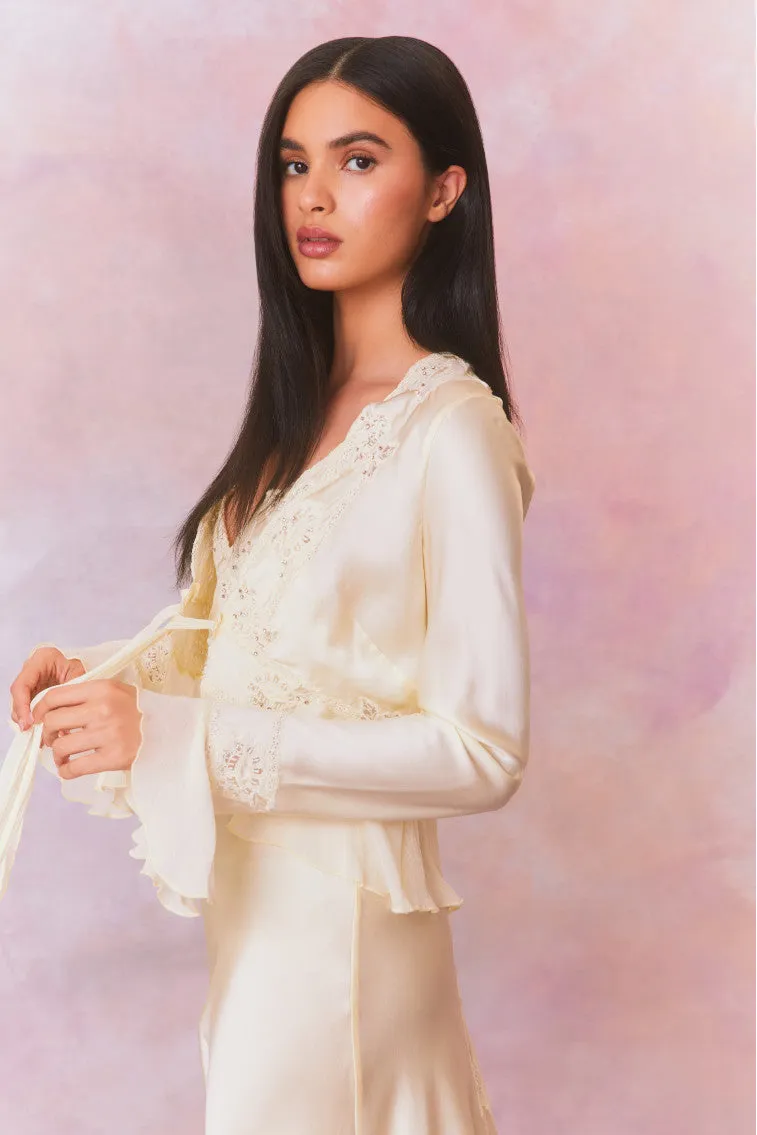 Vivetta Silk Charmeuse Tie Front Top-LIMEADE sold by LoveShackFancy product image thumbnail 4