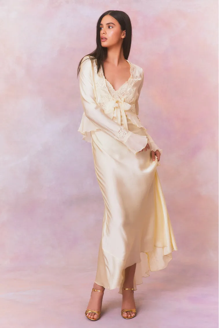 Vivetta Silk Charmeuse Tie Front Top-LIMEADE sold by LoveShackFancy product image thumbnail 5