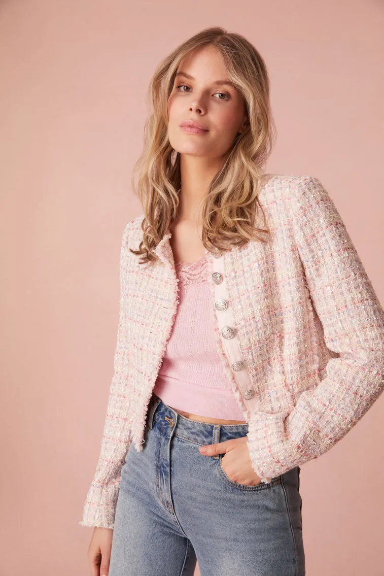 Falima Tweed Cropped Jacket sold by LoveShackFancy