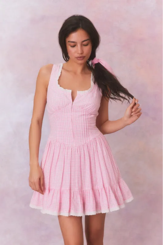 Ceronne Gingham Cotton Mini Dress sold by LoveShackFancy