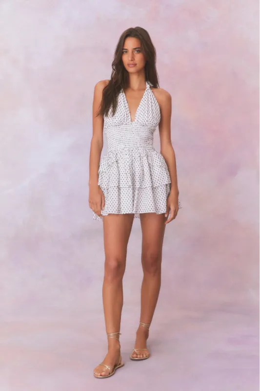 Deanna Polka Dot Halter Mini Dress sold by LoveShackFancy