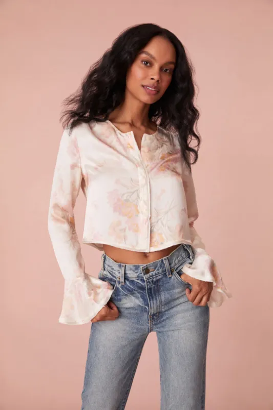 Lyndon Floral Bell Sleeve Top sold by LoveShackFancy