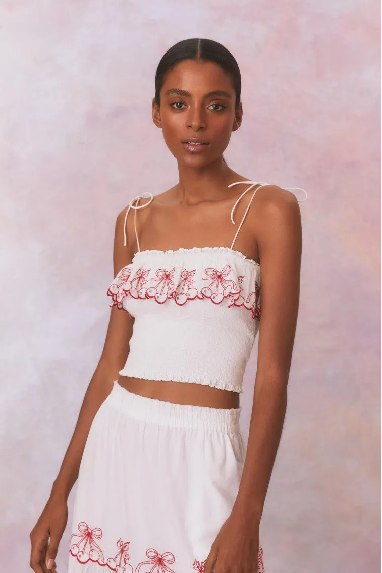 Carletta Cherry Embroidered Smocked Top sold by LoveShackFancy product image thumbnail 4