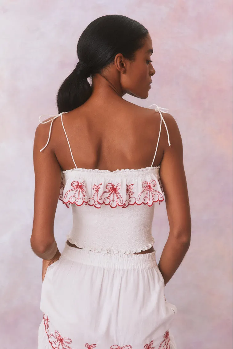 Carletta Cherry Embroidered Smocked Top sold by LoveShackFancy product image thumbnail 5