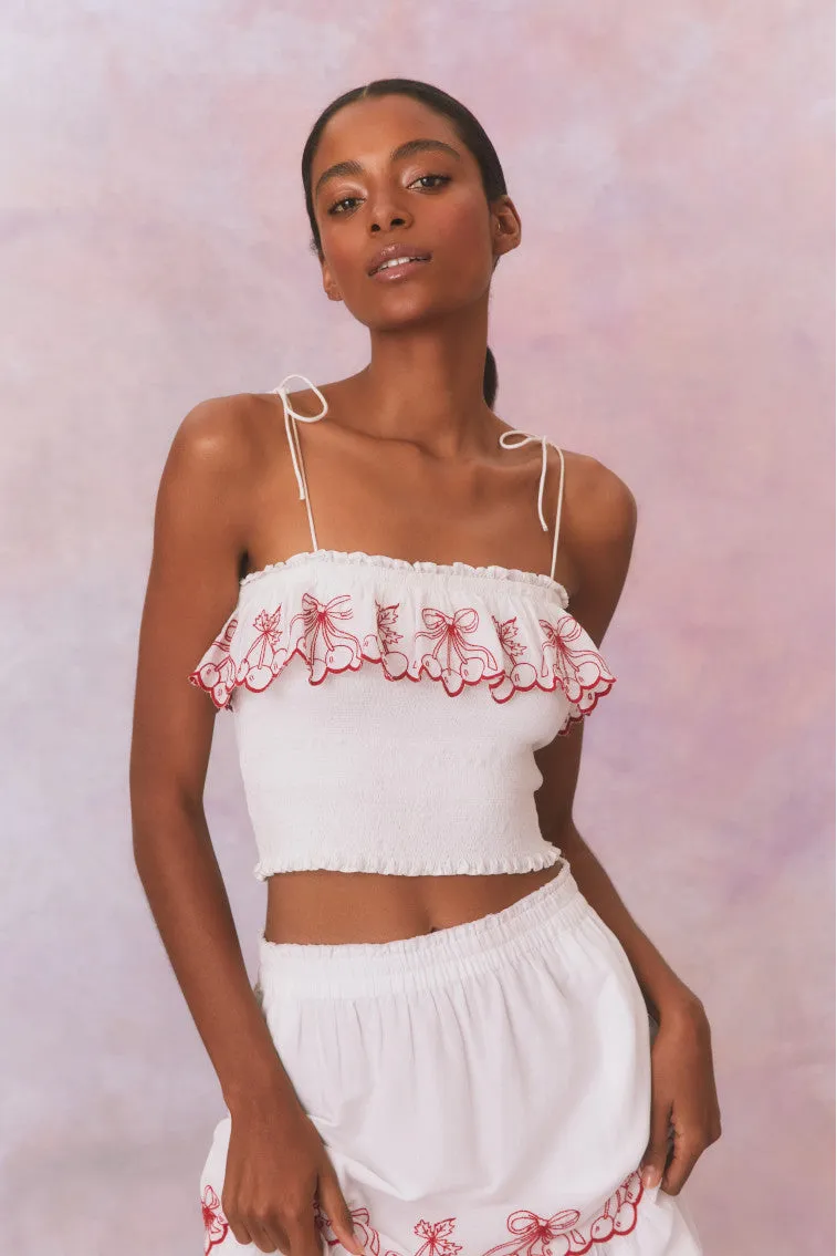 Carletta Cherry Embroidered Smocked Top sold by LoveShackFancy product image thumbnail 2