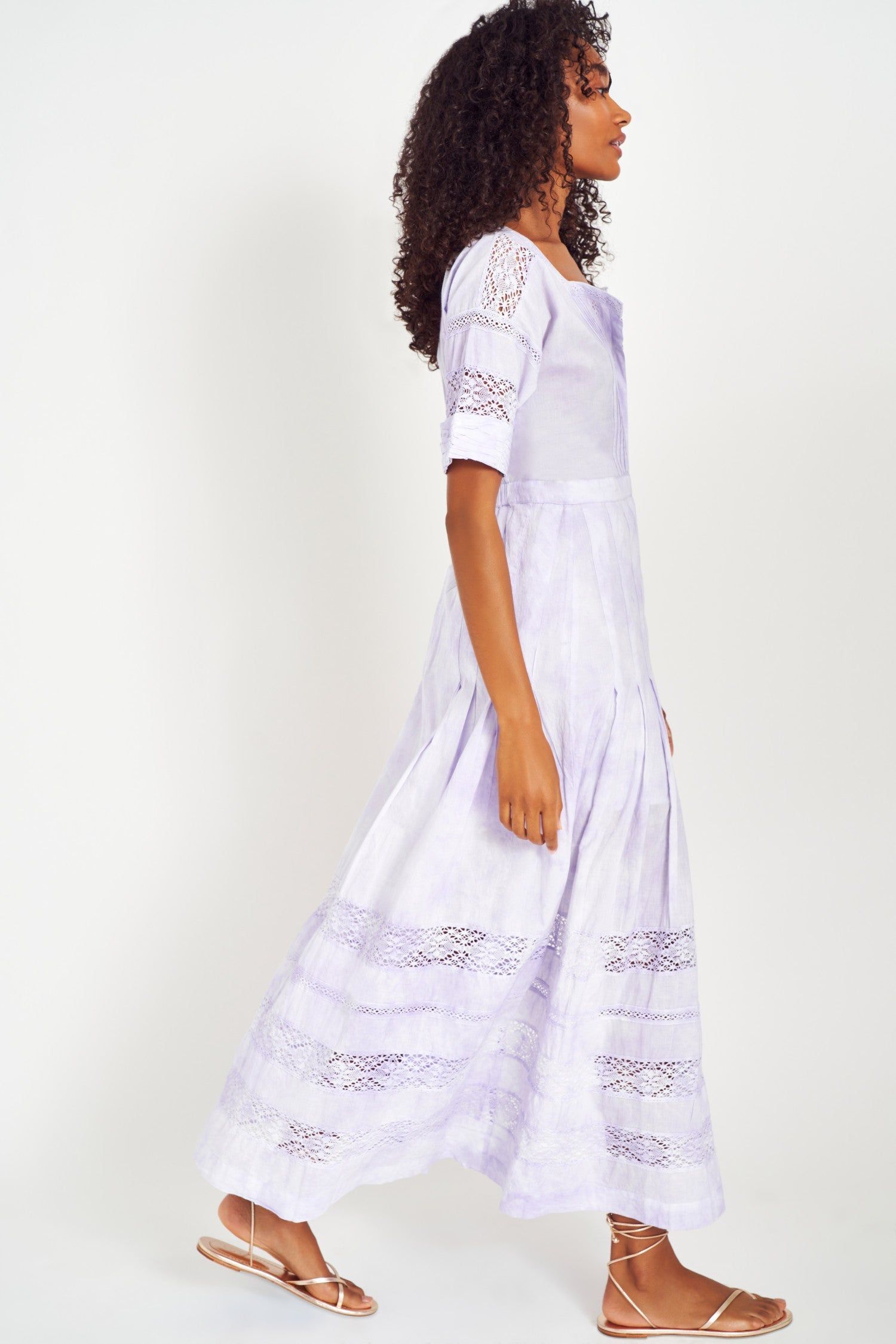 Edie Midi Dress- VIOLET SPLASH HAND DYE sold by LoveShackFancy product image thumbnail 2