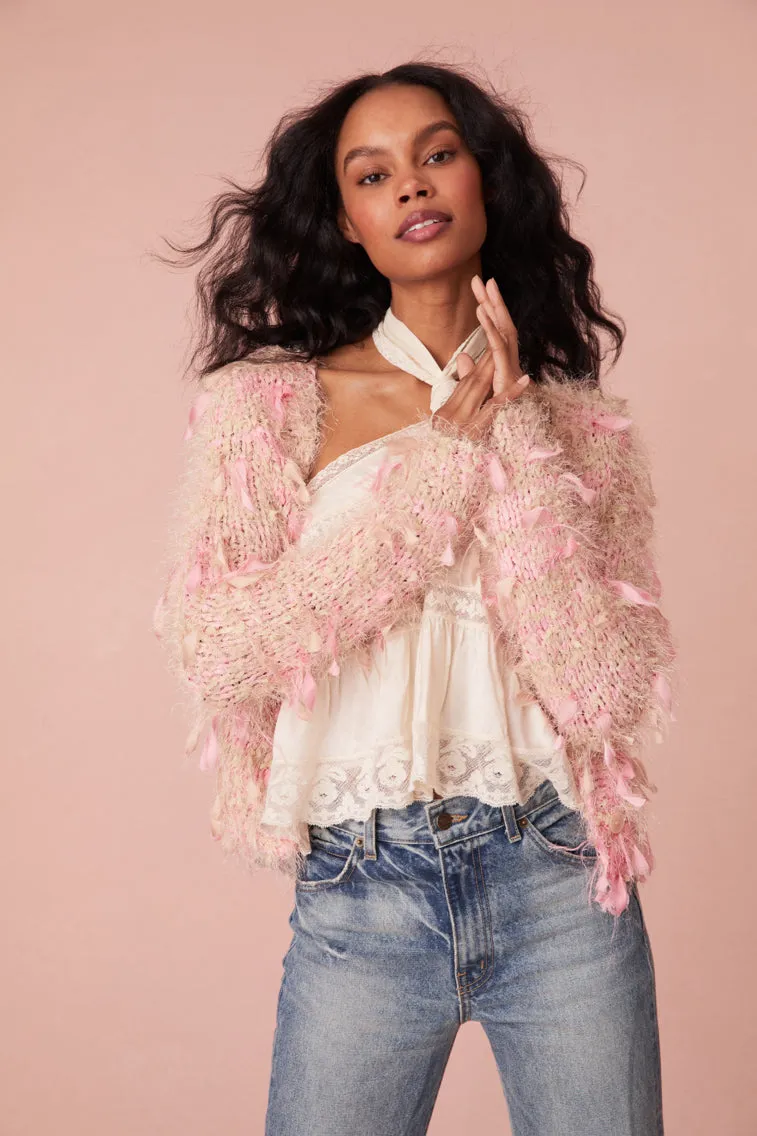 Carol Hand-Dyed Ribbon Cardigan sold by LoveShackFancy