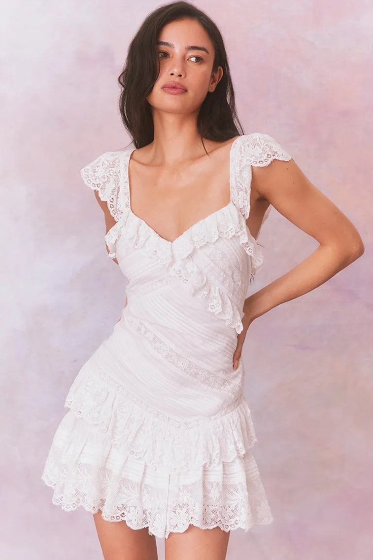 Bensley Fitted Lace Mini Dress sold by LoveShackFancy product image thumbnail 4