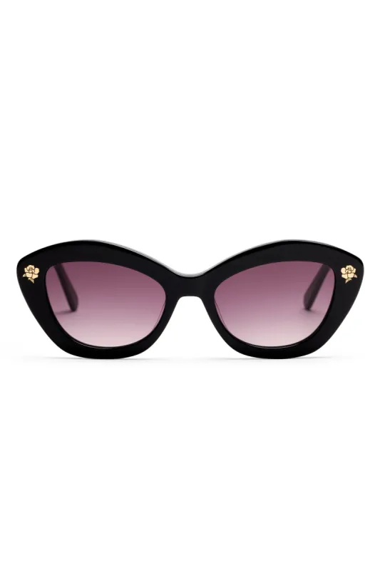 Hessel Cat Eye Sunglasses - SOFT BLACK sold by LoveShackFancy